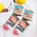 Women Cotton Striped Athletic Socks Outdoor Good Elastic Tube Sock