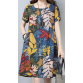 New prints Midi-length cotton dress casual cotton clothing Fine short sleeve o neck cotton dress