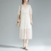 fine long cotton dress oversize lace Lacing Two Pieces Set 12 Sleeve Pleated Dress