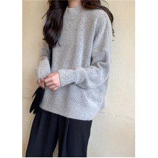 Cozy fall gray knit tops fall fashion high neck knit blouse