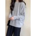 Cozy fall gray knit tops fall fashion high neck knit blouse