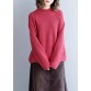 Women red knitted pullover o neck Button Down oversized knitwear