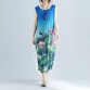 fine blue floral long cotton dress plussize sleeveless long cotton dresses boutique side open cotton clothing dresses