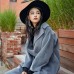 Fine gray Wool Coat plus size Notched outwear boutique double breasted pockets long coats