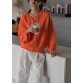 Fashion  orange knitted blouse oversized hooded drawstring knitted tops