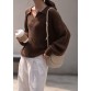 Winter chocolate knit sweat tops oversize v neck long sleeve sweater tops