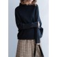 Women black knitted clothes o neck Batwing Sleeve trendy plus size fall knitwear